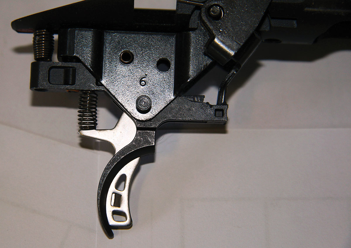 Savage’s AccuTrigger is one of the original center-blade trigger designs. The center blade acts as a secondary safety and allows light trigger pulls with improved safety characteristics.